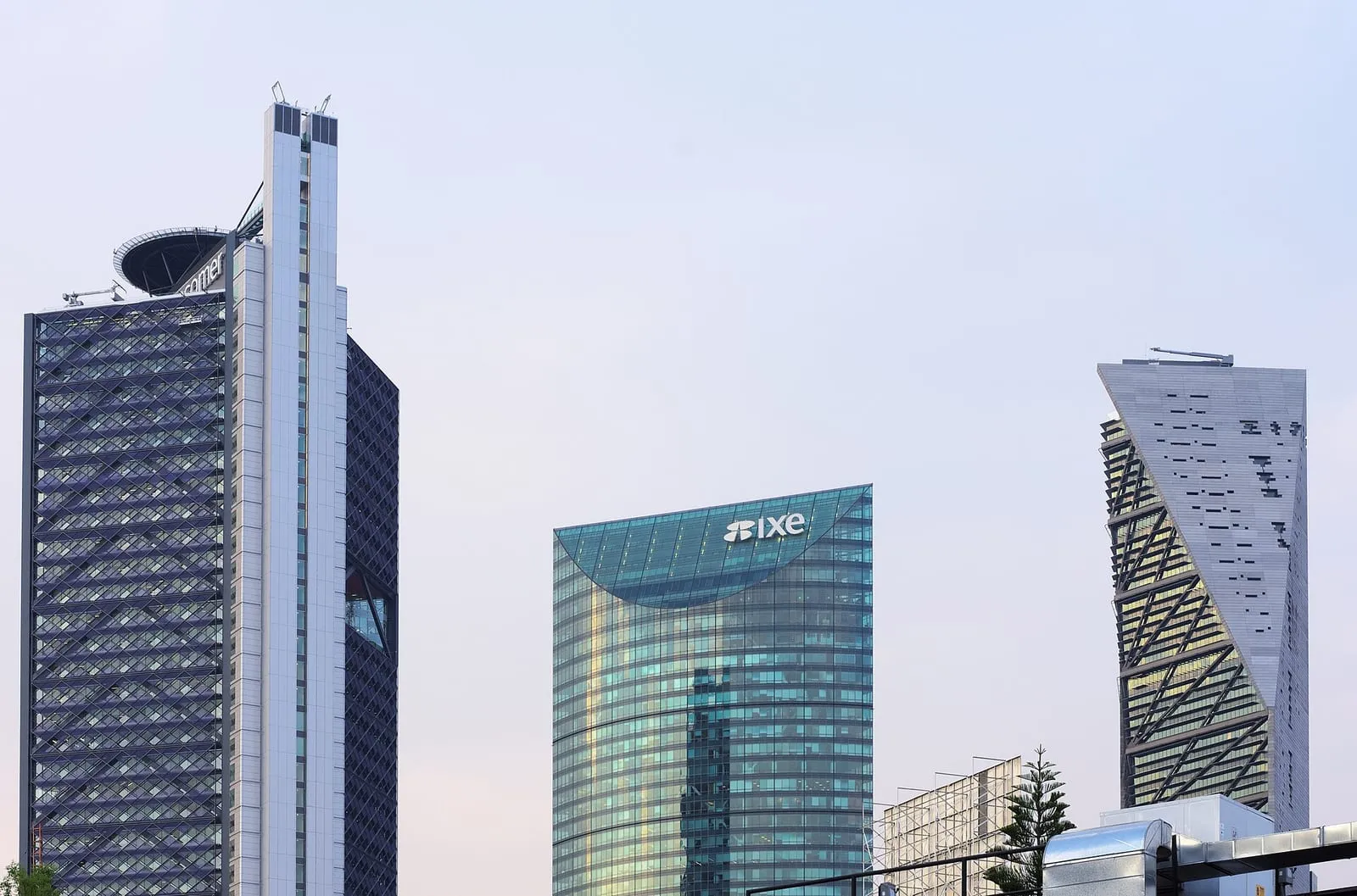 High-rise office towers along Paseo de la Reforma in Mexico City, home to major bank headquarters