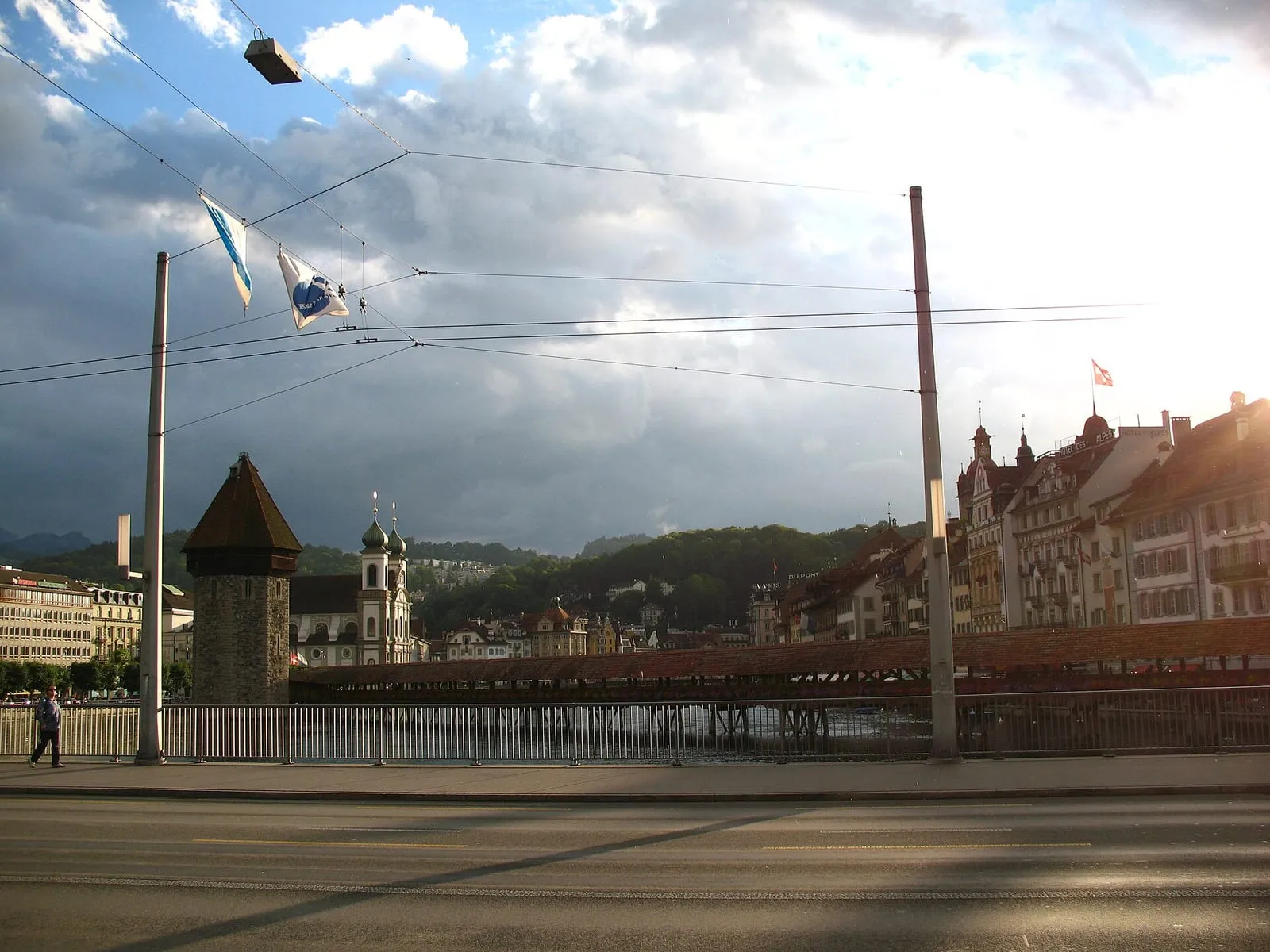 Lucerne's Chapel Bridge over the Reuss river, Switzerland